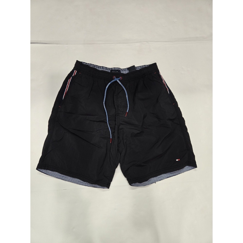 Tommy Hilfiger Men's‎ Swim Trunks Shorts Large L Black Nylon Striped Mesh Lined